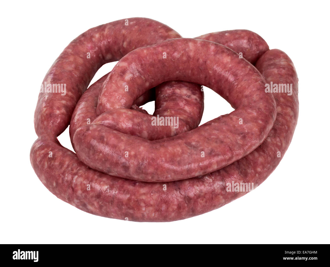 Saucisse crue isolated over white background Banque D'Images