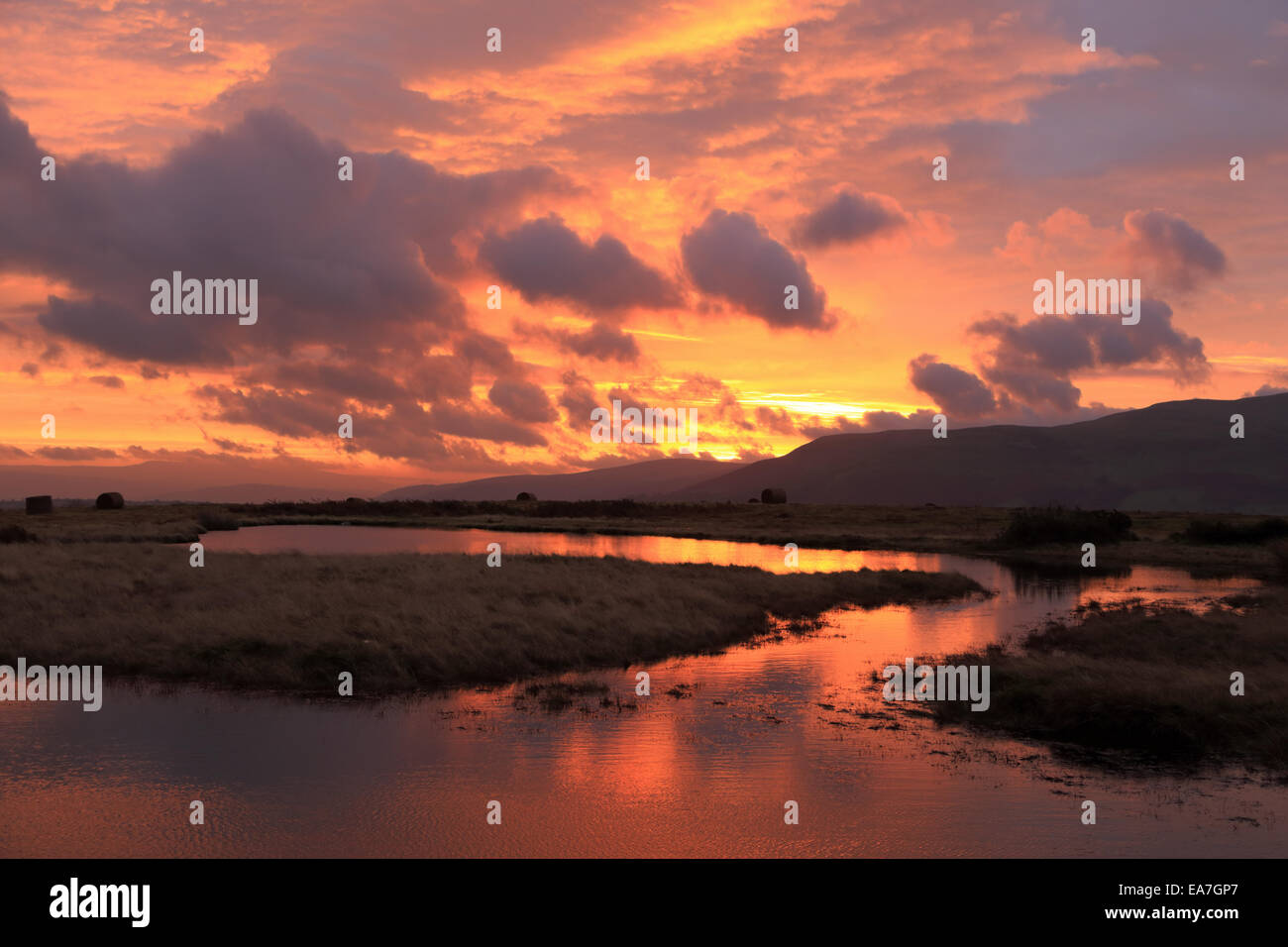 Paysage de l'aube dans le parc national de Brecon Beacons, prise sur le Mynydd commun Illtud Banque D'Images