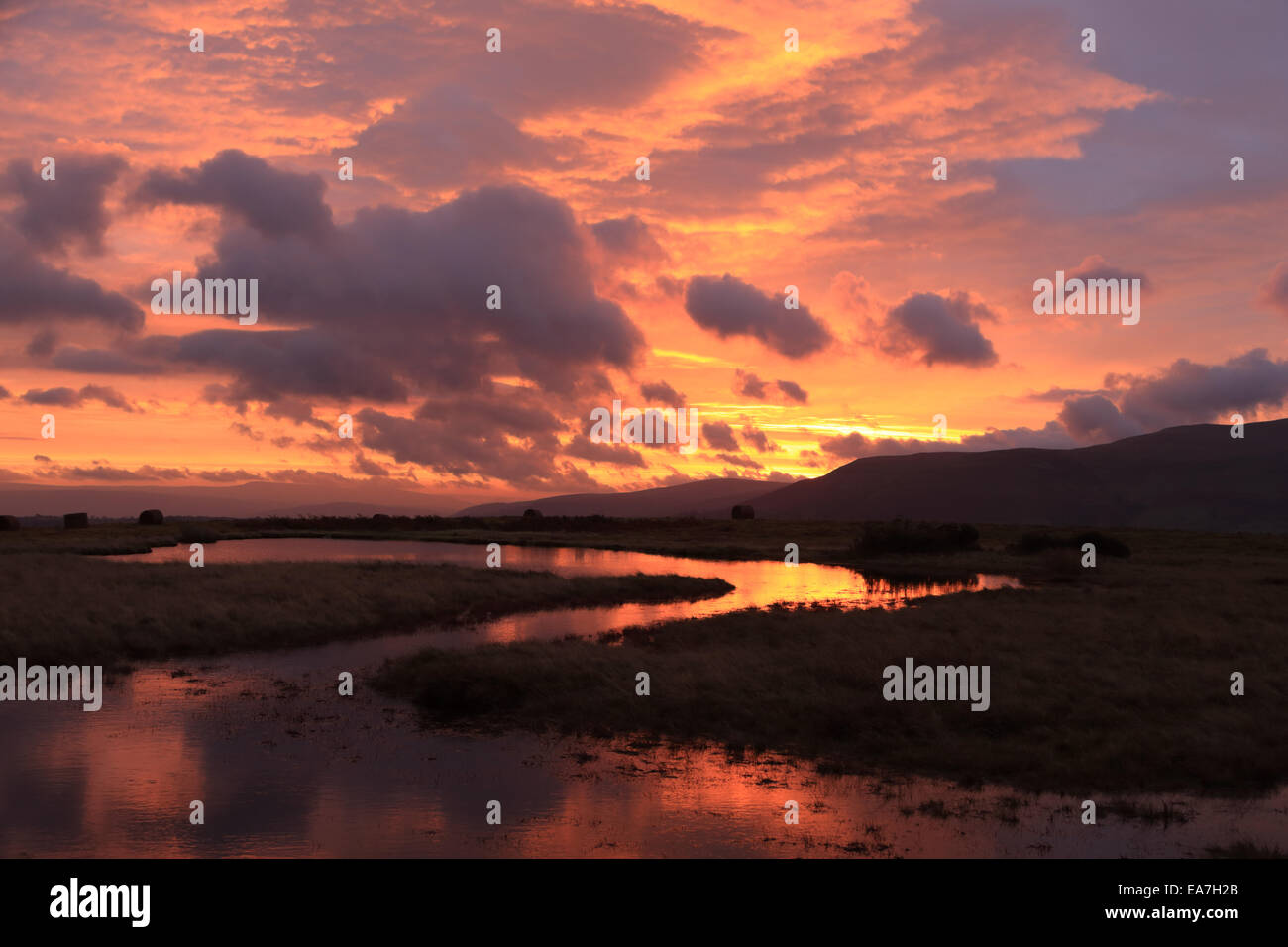 Paysage de l'aube dans le parc national de Brecon Beacons, prise sur le Mynydd commun Illtud Banque D'Images