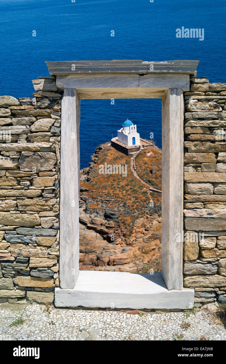 L'Église des sept martyrs sur l'île de Sifnos, Cyclades Banque D'Images