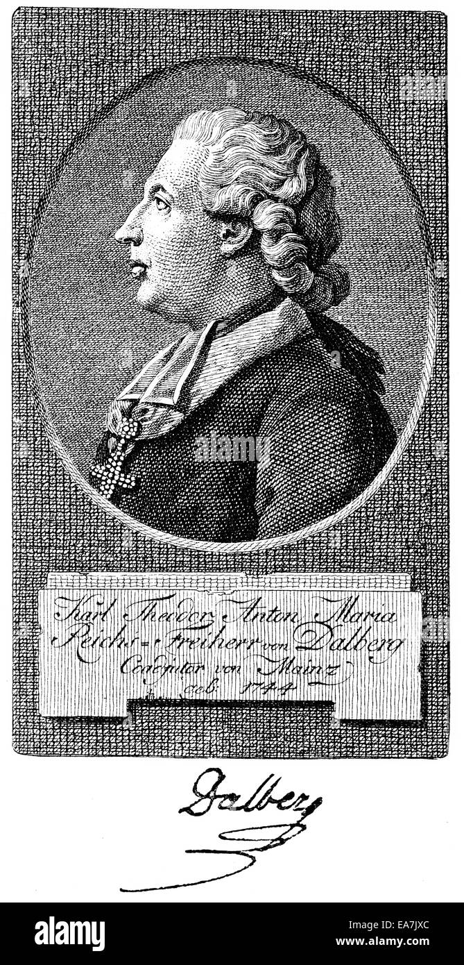 Le baron Karl Theodor Anton Maria von Dalberg, 1744-1817, l'archevêque et homme d'État, écrivain, von Portrait Karl Theodor Anton Maria Re Banque D'Images