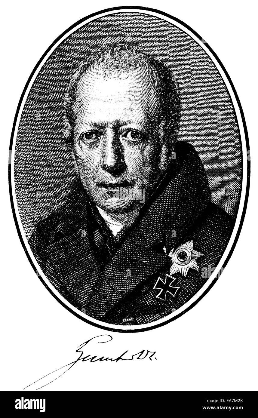 Friedrich Wilhelm Christian Carl Ferdinand von Humboldt, 1767 - 1835, un chercheur allemand, homme d'État et fondateur de l'université Banque D'Images