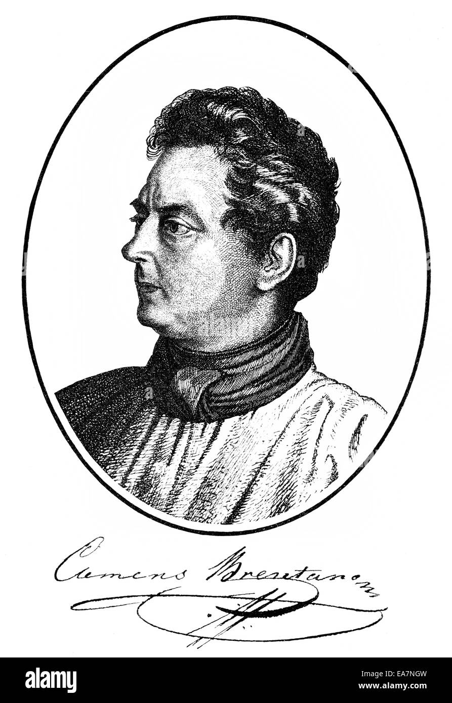 Clemens Wenzeslaus Brentano de La Roche, 1778-1842, écrivain allemand du romantisme, Heidelberg Clemens Wenzeslaus von Portrait Banque D'Images