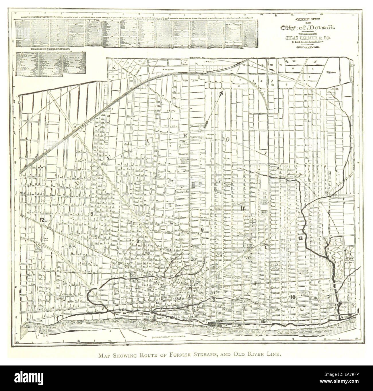 Agriculteur(1884) Detroit, p061 Carte montrant la voie d'anciens cours d'eau, et vieille rivière LINE Banque D'Images