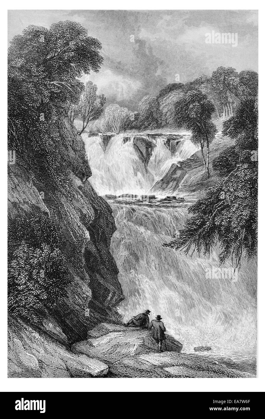 Y Rhaiadr près de Capel Curig Wenol vers 1850 Banque D'Images