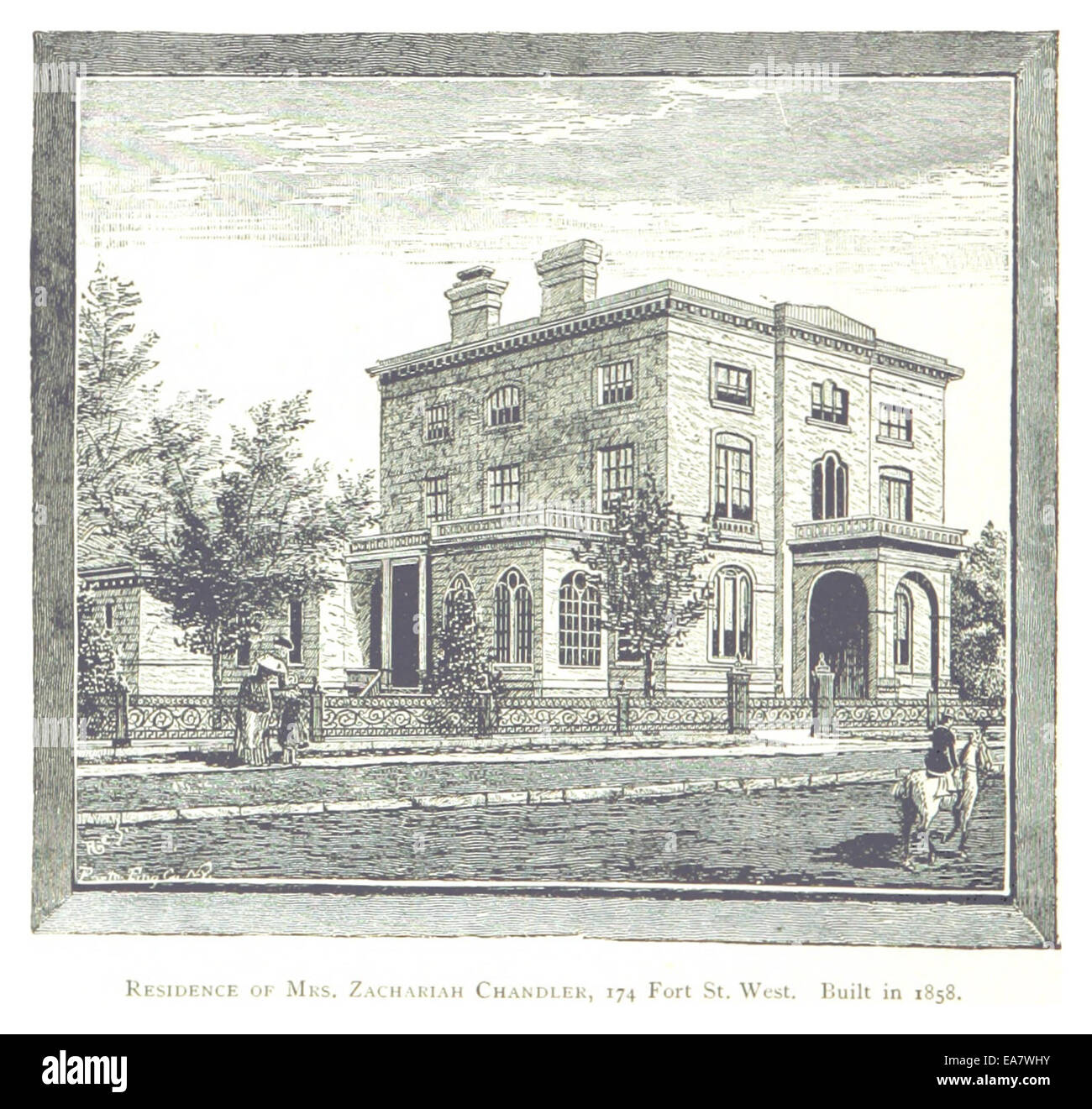 Agriculteur(1884) Detroit, p450 RÉSIDENCE DE MME. ZACHARIAH CHANDLER, 174 FORT ST. À l'Ouest. Construit en 1858 Banque D'Images