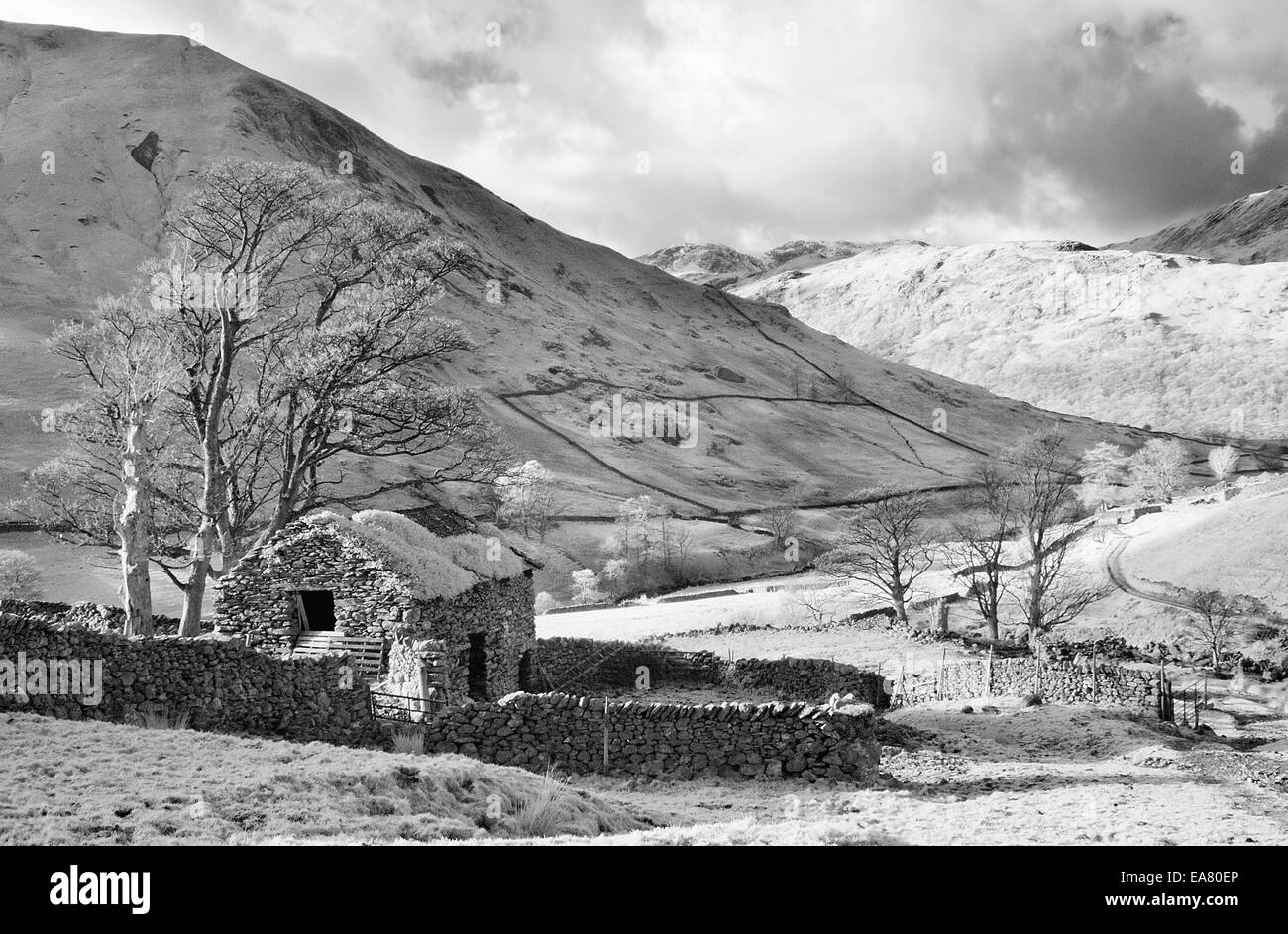 Chemin d'Hartsop Valley Lake District Cumbria UK Winter Banque D'Images