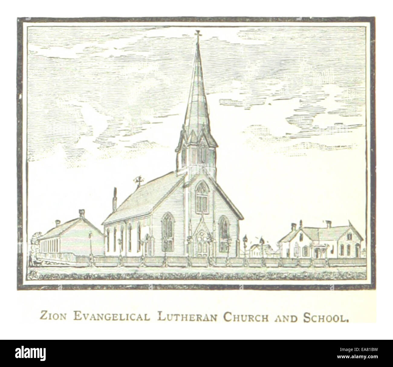 Agriculteur(1884) Detroit, p672 L'Église évangélique luthérienne de Sion Banque D'Images