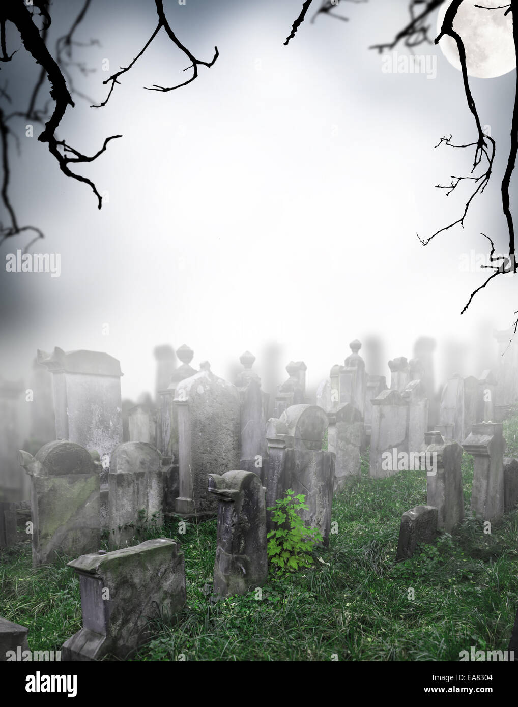 Spooky Halloween avec cimetière tombes Banque D'Images Spooky Halloween avec cimetière tombes Banque D'Images