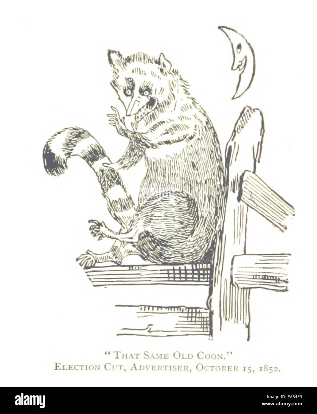 Cette illustration de 1884 par Farmer représente une coupure électorale de l'édition du 15 octobre 1852 de The Advertiser. L'illustration reflète des thèmes politiques de l'époque, fournissant un instantané de la politique américaine au milieu du XIXe siècle. Banque D'Images