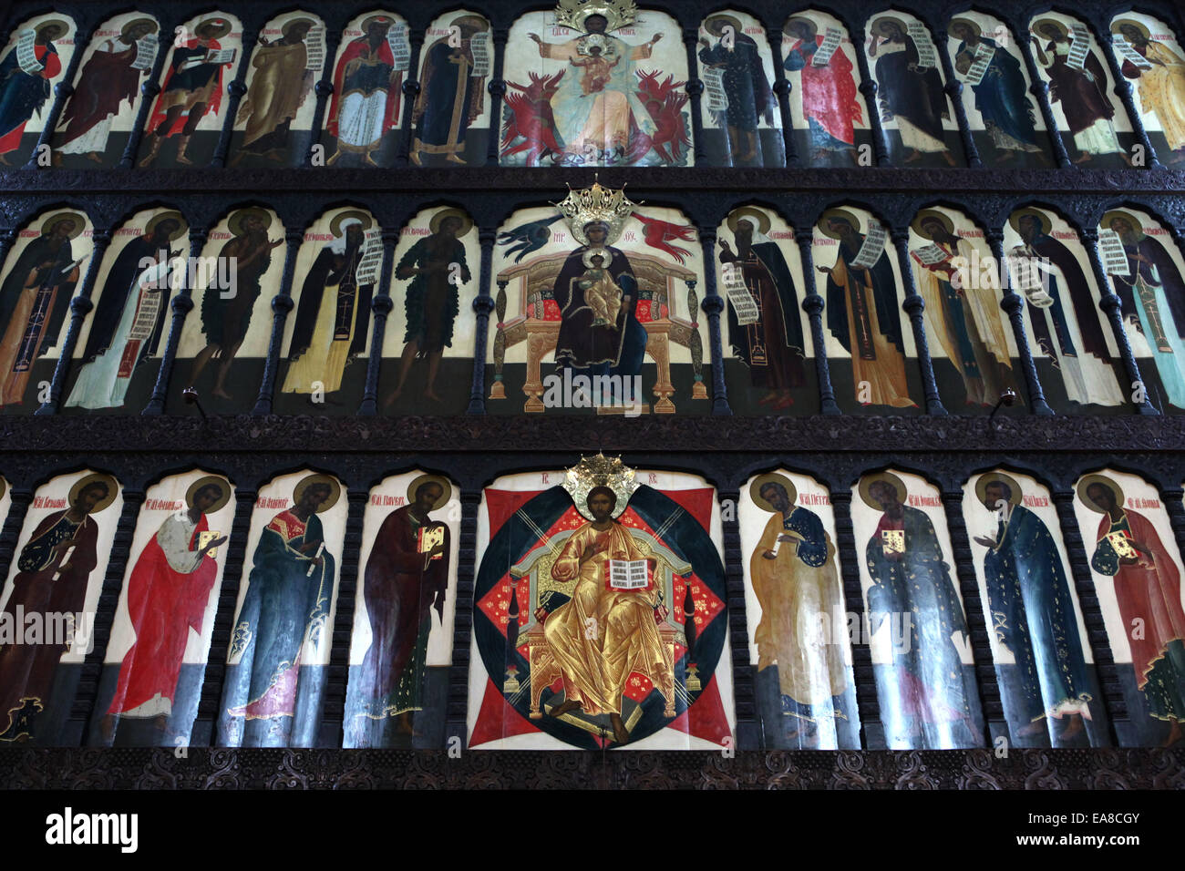 Dans l'iconostase de l'Église russe à Leipzig, Saxe, Allemagne. Banque D'Images