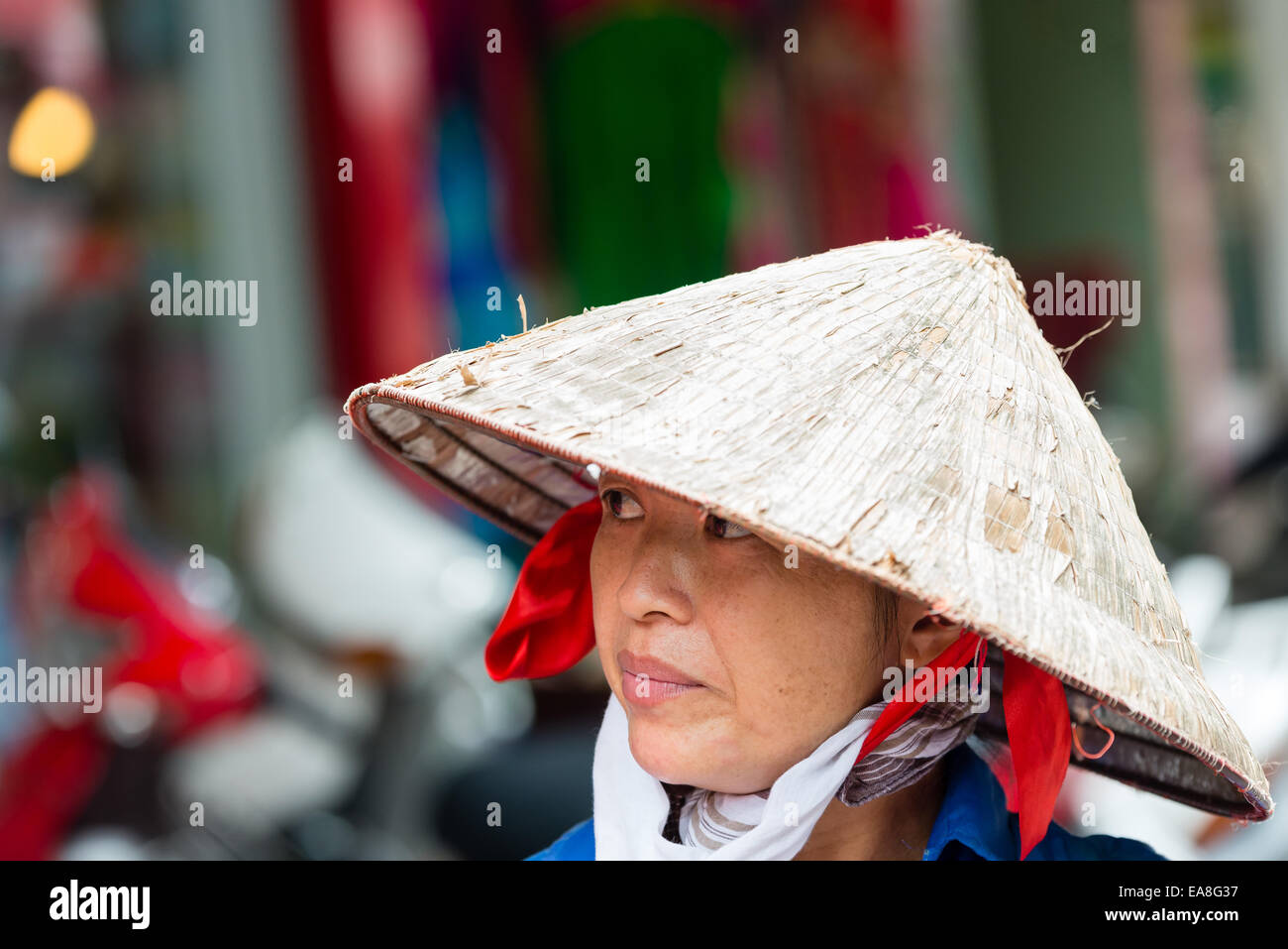 Portrait de femme vietnamienne en Chapeau conique traditionnel Photo Stock  - Alamy