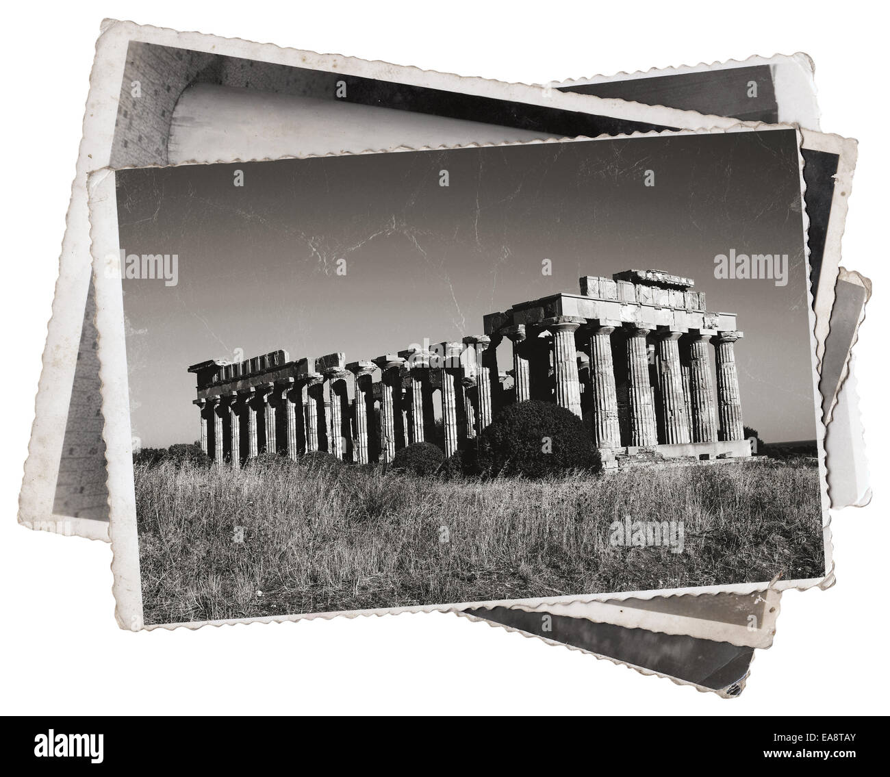 Vintage photos temple grec à Selinus, Sicile Banque D'Images
