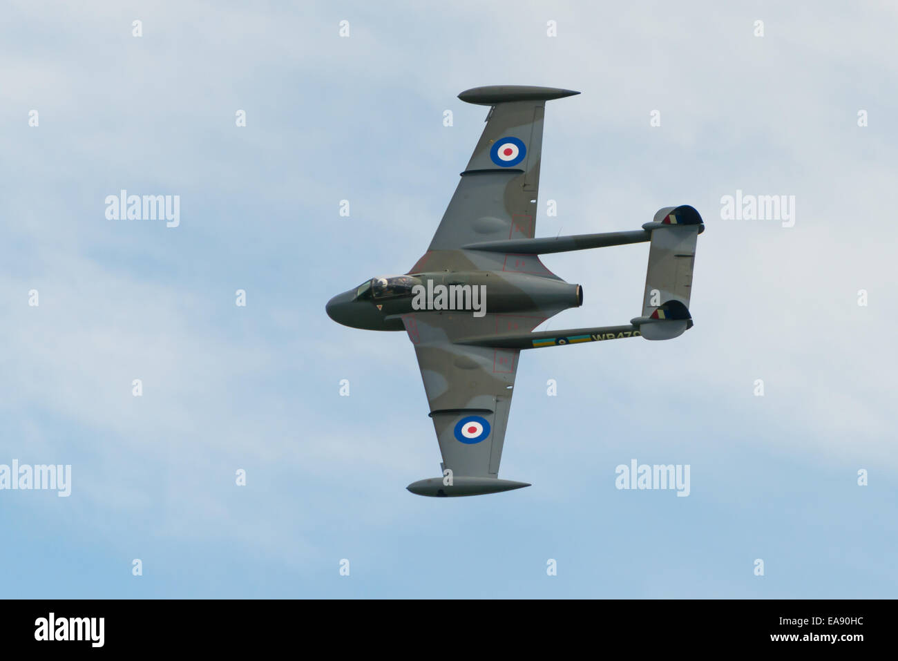 UK - Cosford, 8 juin 2014 : un millésime De Havilland Venom chasseur britannique, l'affichage de la RAF à Cosford meeting aérien. Banque D'Images