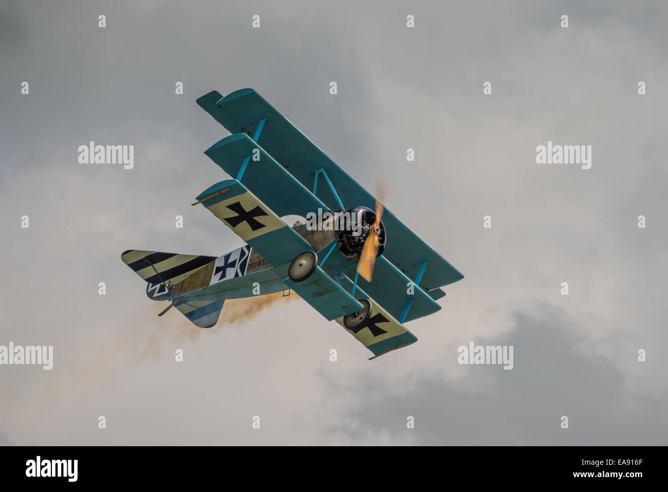 UK - Cosford, 08 juin 2014 : World War 1 vintage Fokker DR1 triplan allemand aéronef vu à Cosford RAF Airshow. Banque D'Images