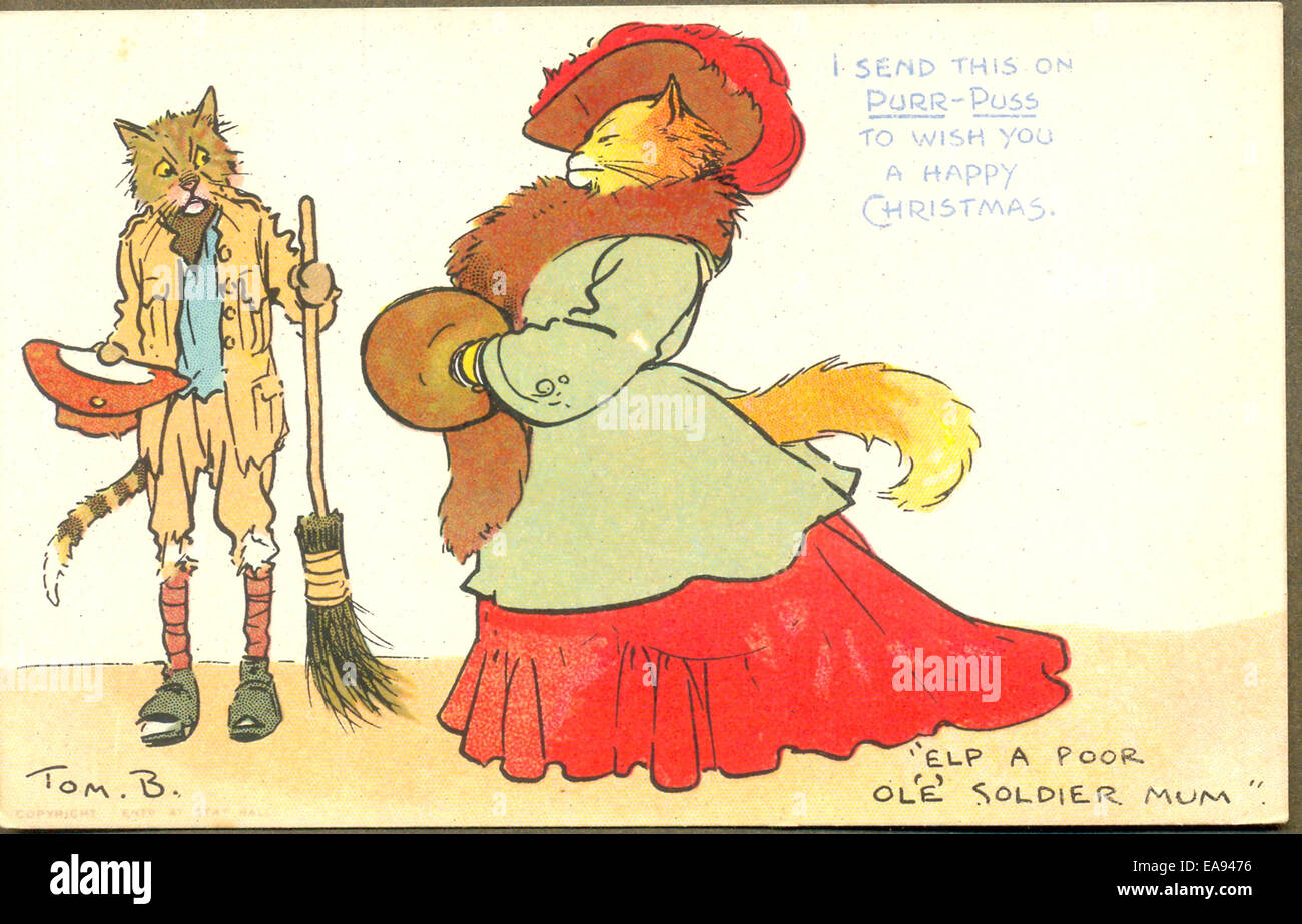 Carte postale de Noël dessinée par l'artiste Tom Browne Banque D'Images