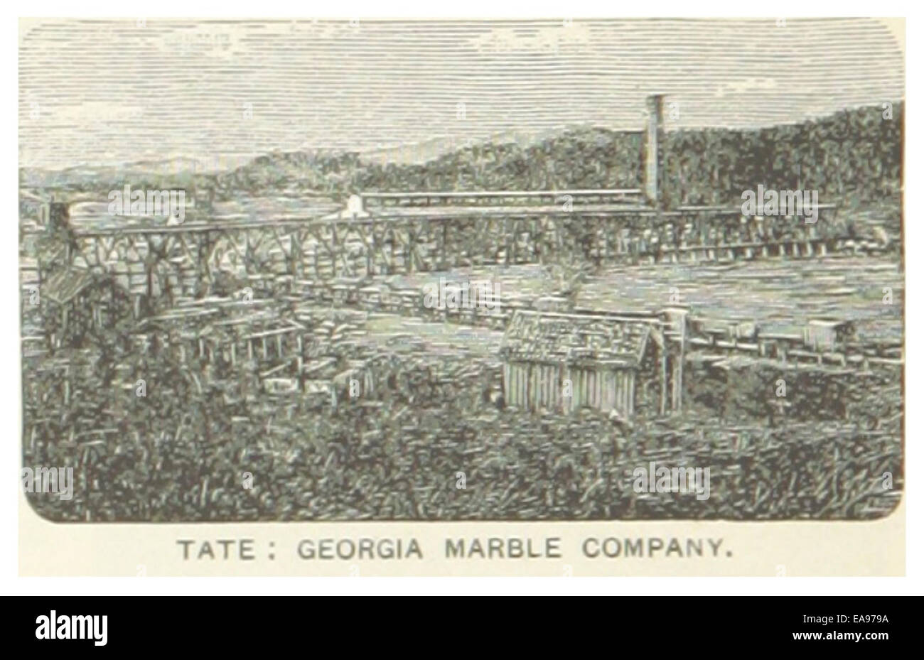 La page 186 de la publication US-GA de 1891 présente une vue générale des carrières de la Georgia Marble Company, illustrant l'ampleur et les opérations de l'industrie des carrières dans la région. Banque D'Images
