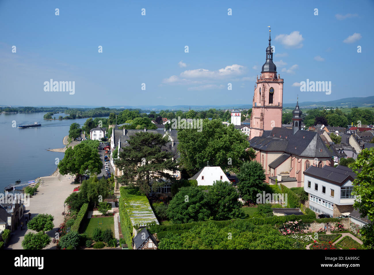 Vue panoramique Eltville et Rhin Hesse Allemagne Banque D'Images