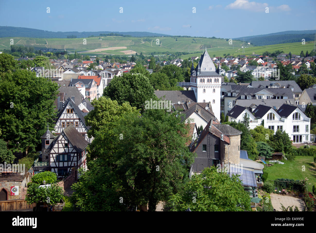 Vue panoramique sur la vieille ville d'Eltville Allemagne Hesse rhénane Banque D'Images