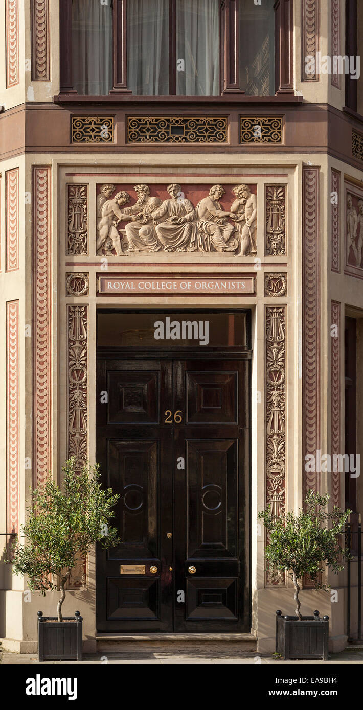 Arc Royal College of Organists, par l'Albert Hall à Londres. Entrée principale Banque D'Images