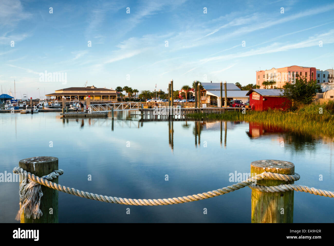 Avis de Fernandina Beach Marina, Amelia Island, Floride Banque D'Images