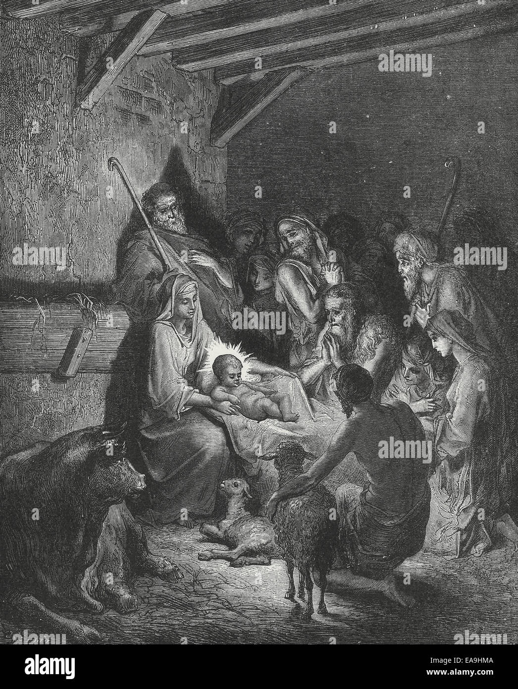 La Nativité - Naissance de Jésus avec la Vierge et saint Joseph Banque D'Images