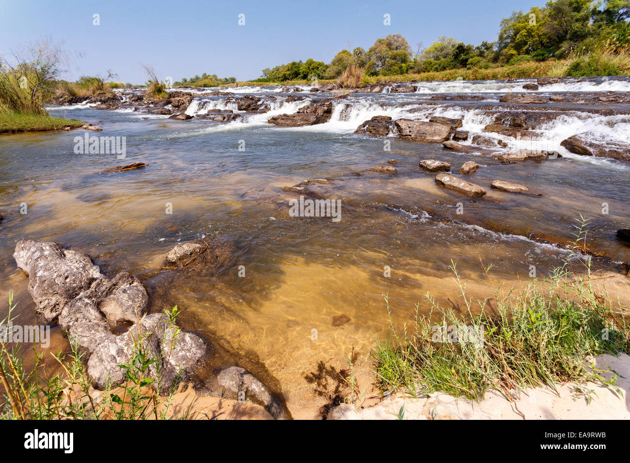 Célèbre Popa falls dans la région de Caprivi, au nord de la Namibie, paysage Banque D'Images