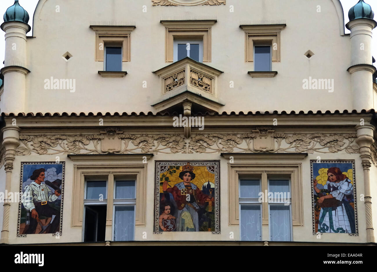 République tchèque, Prague. Les cinq étoiles hôtel Paris. Détail. Banque D'Images