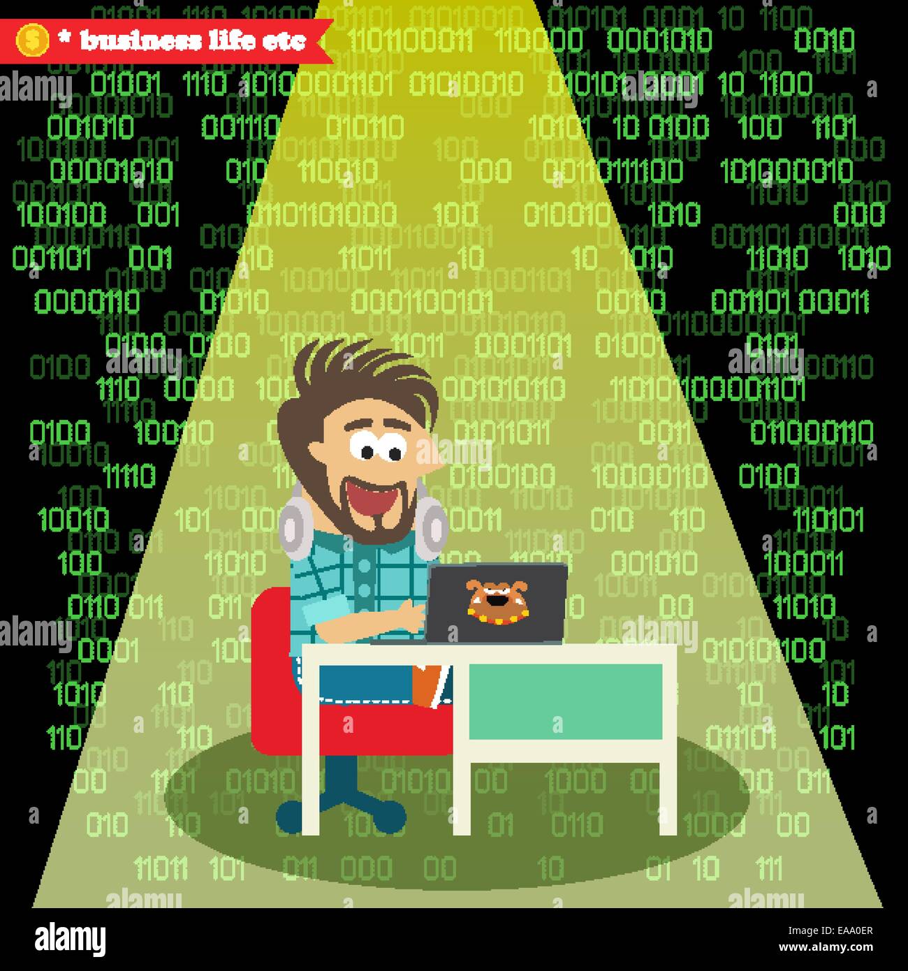 La vie de l'entreprise. Ingénieur logiciel sur son carnet vector illustration Illustration de Vecteur