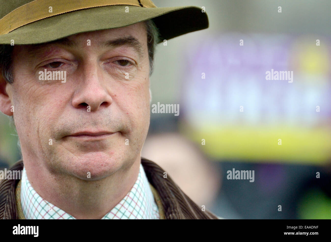 Nigel Farage, député européen. Chef de campagne à Rochester, l'UKIP avant le 17 mai 2014 Élection partielle Banque D'Images