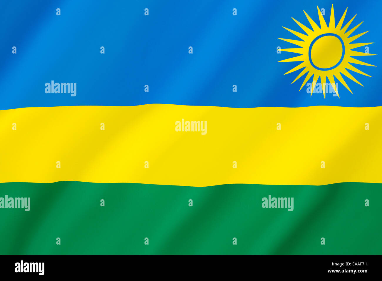 Drapeau du Rwanda Banque D'Images