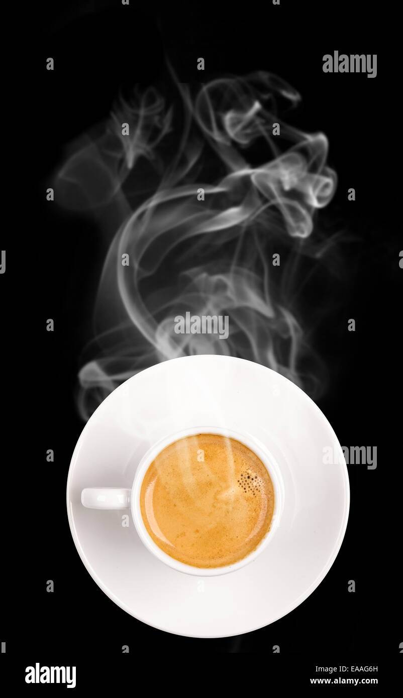 Tasse de café isolatoted sur fond noir Banque D'Images