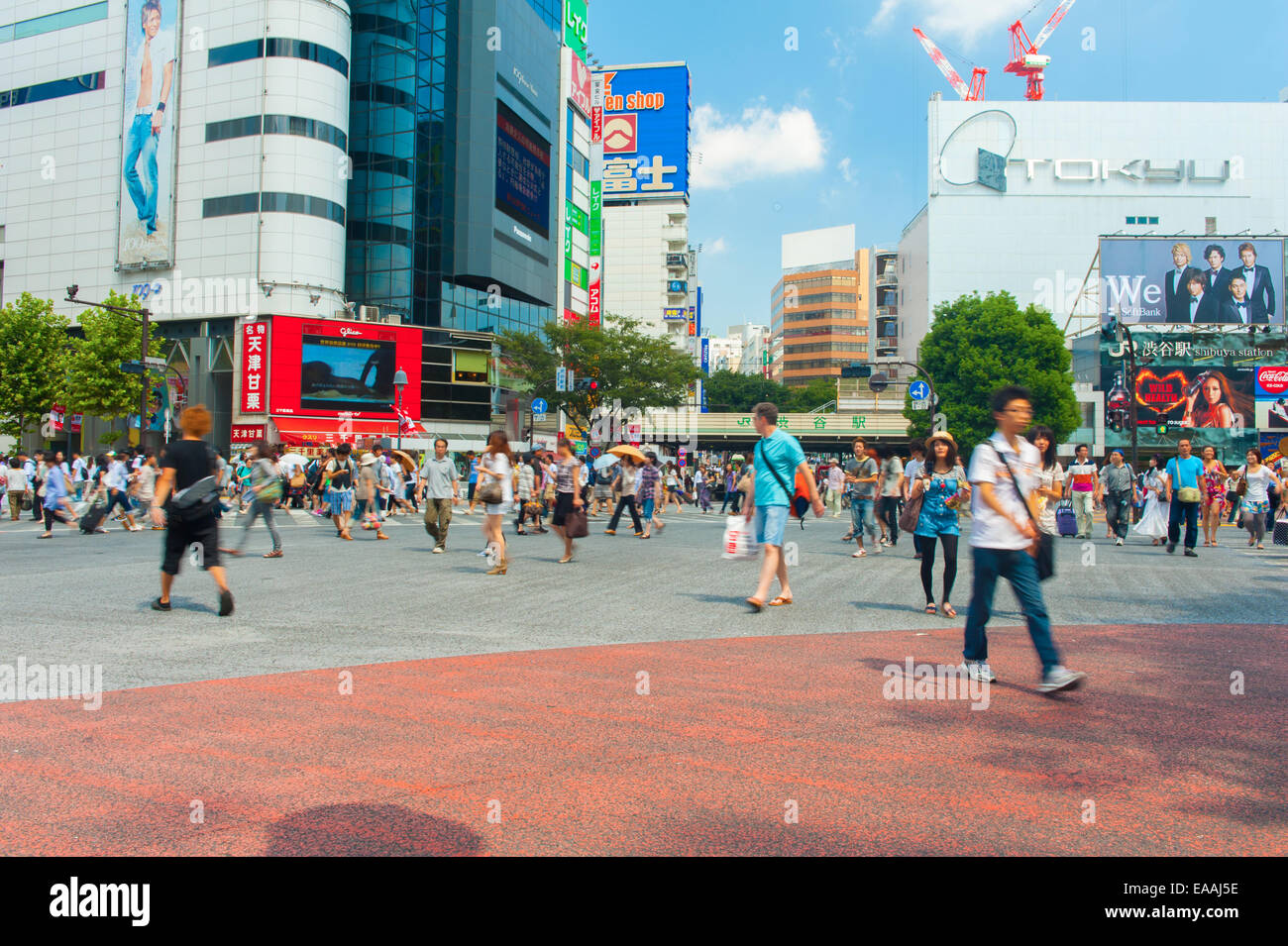 Avis de croisement de Shibuya, l'un des plus occupés des passages pour piétons dans le monde. Tokyo, Japon Banque D'Images