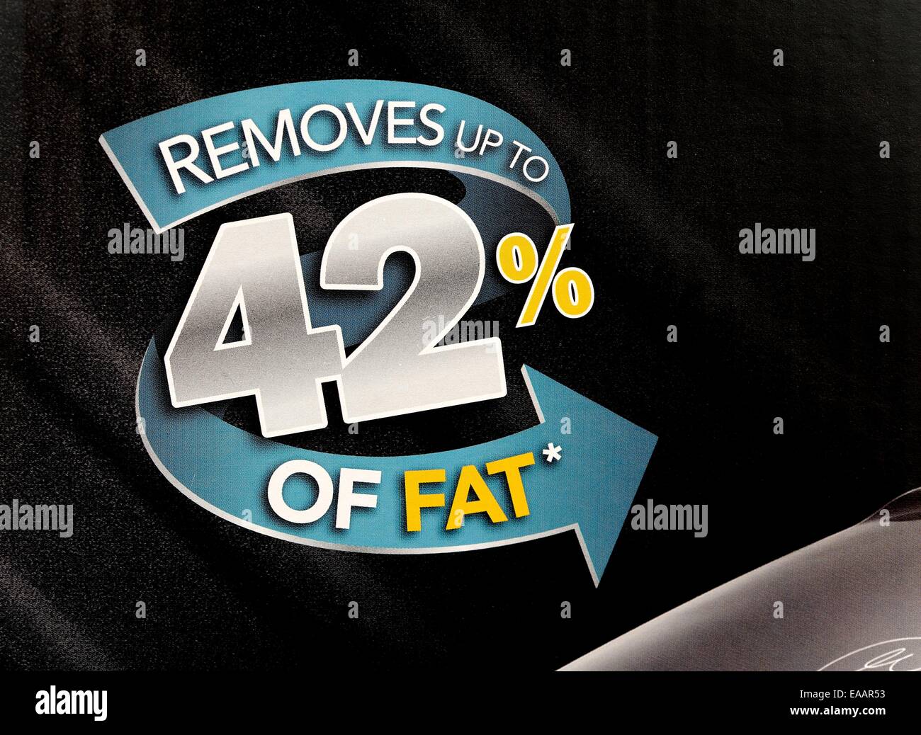 Élimine jusqu'à 42 % de matières grasses. Demande de mise sur le côté d'un George Foreman gril machine Banque D'Images