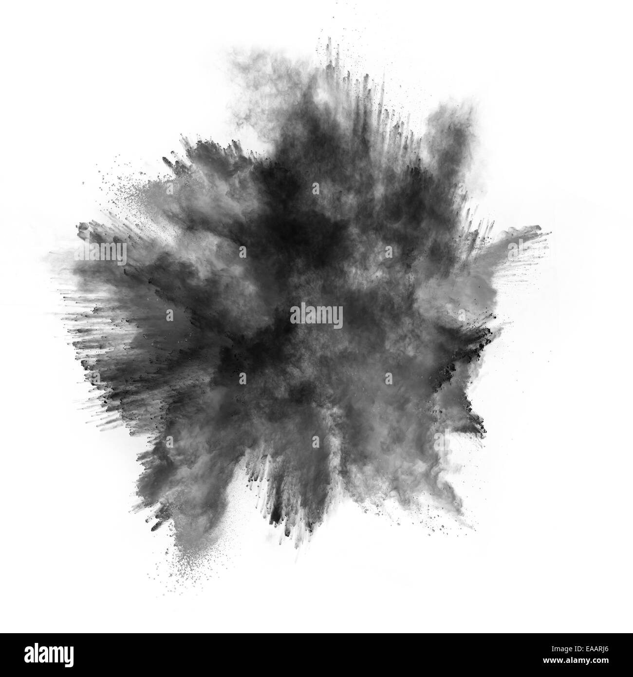 Motion Gel d'explosion de poussière noire isolé sur fond blanc Banque D'Images