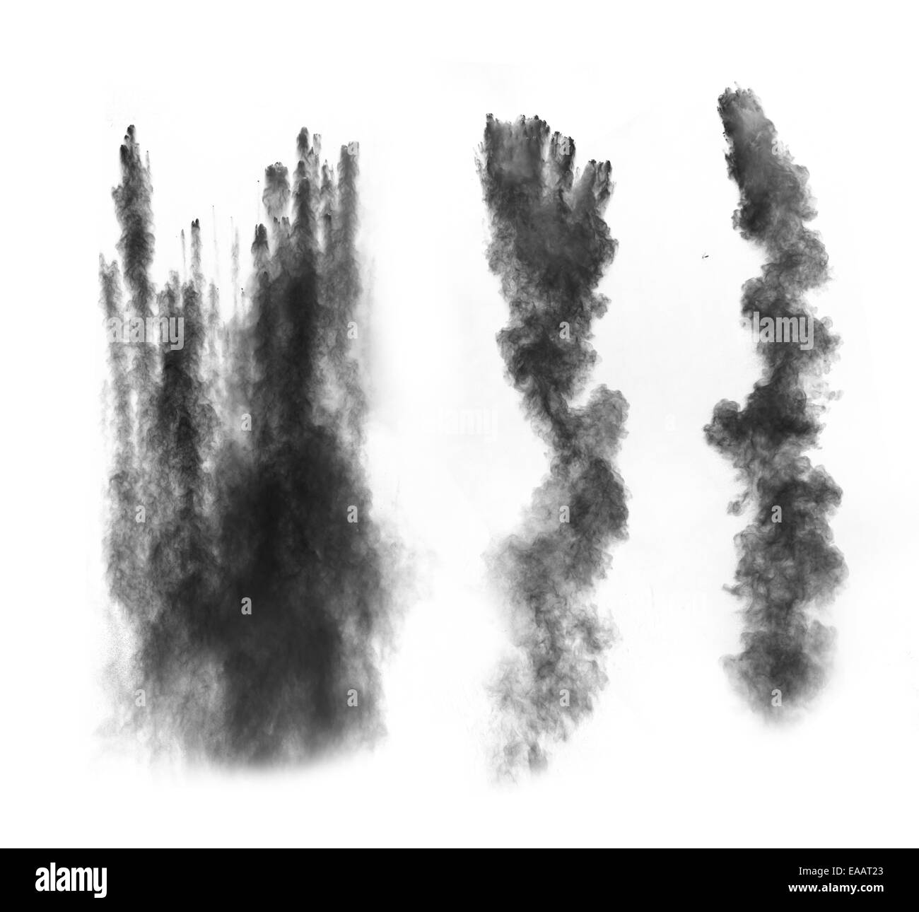 Motion gel bleu de l'ensemble d'explosion de poussière, isolé sur fond noir Banque D'Images