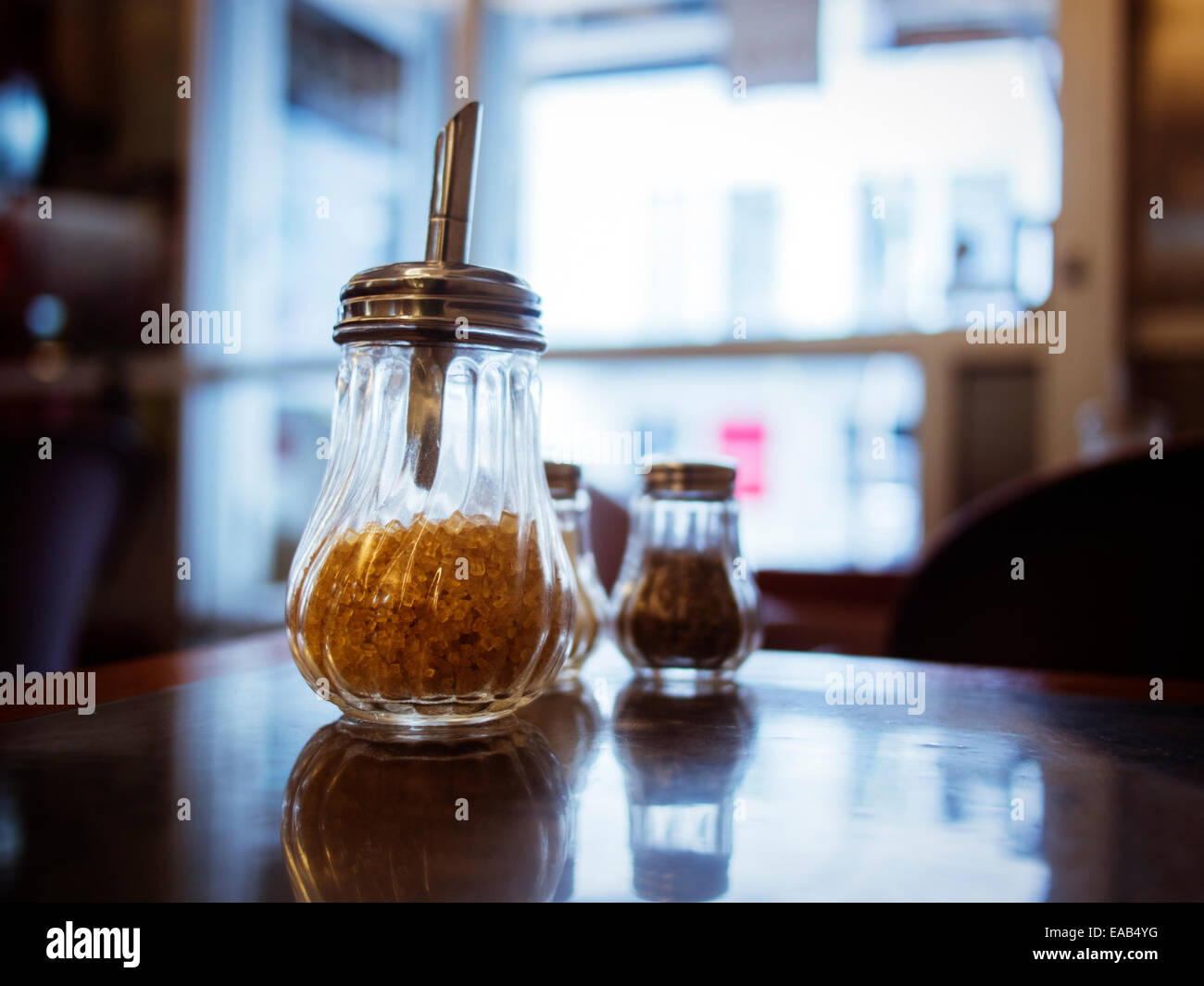 Cafe table, Auckland, Nouvelle-Zélande Banque D'Images
