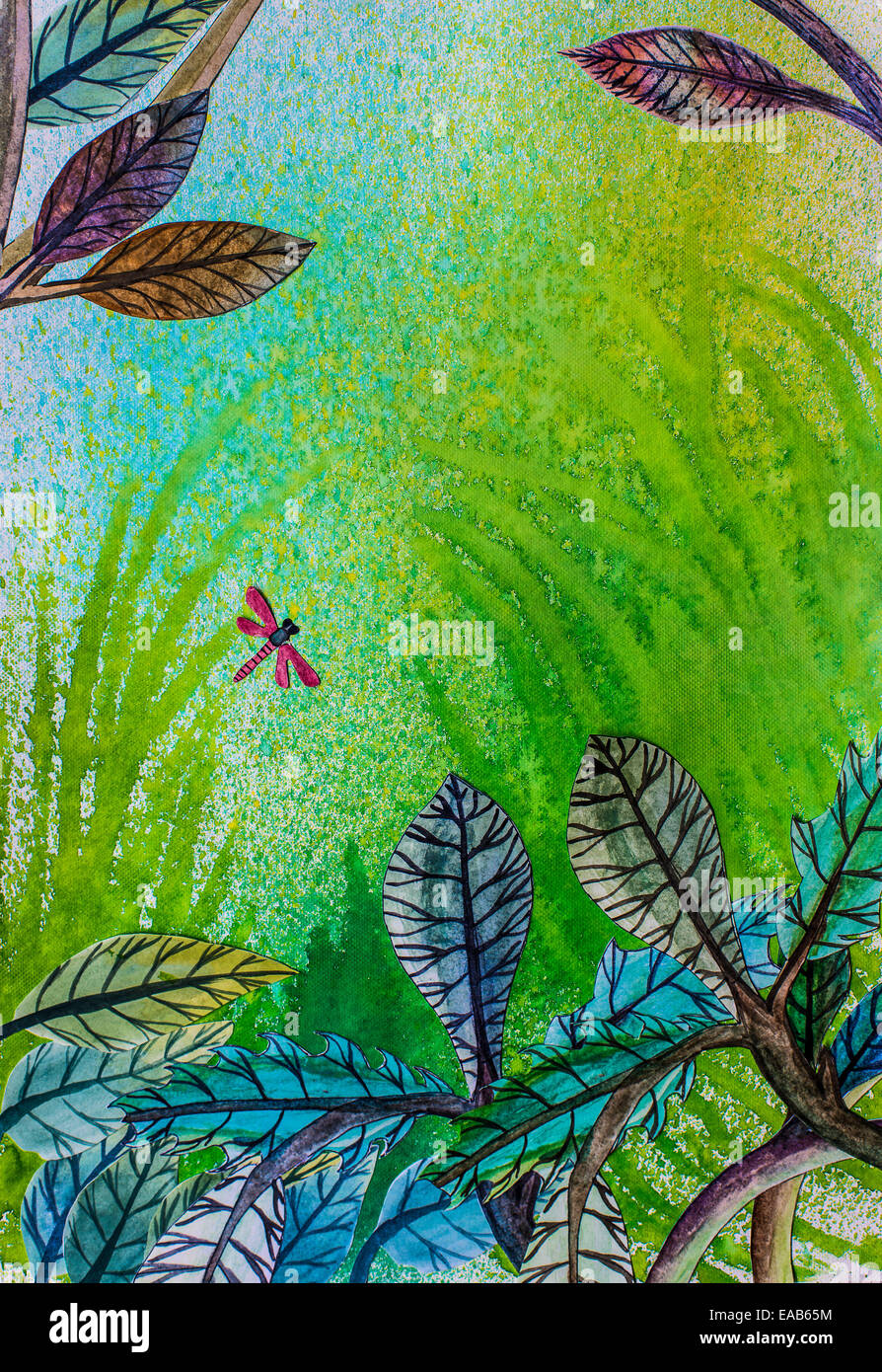 Projet d'art de l'enfant : dragonfly Banque D'Images