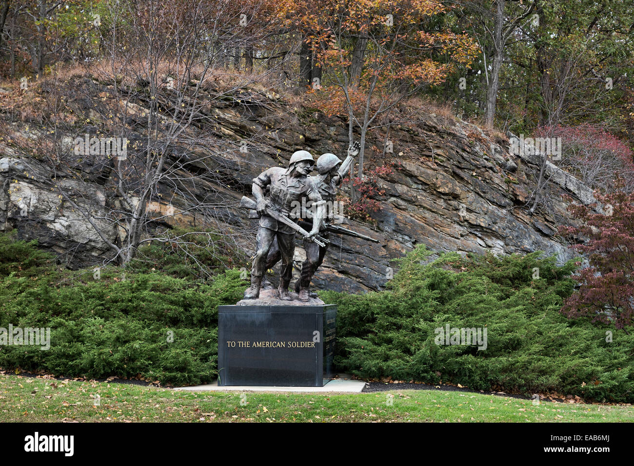 Sculpture en bronze, hommage à l'Américain Soldiier, l'Académie militaire de West Point, New York, USA Banque D'Images