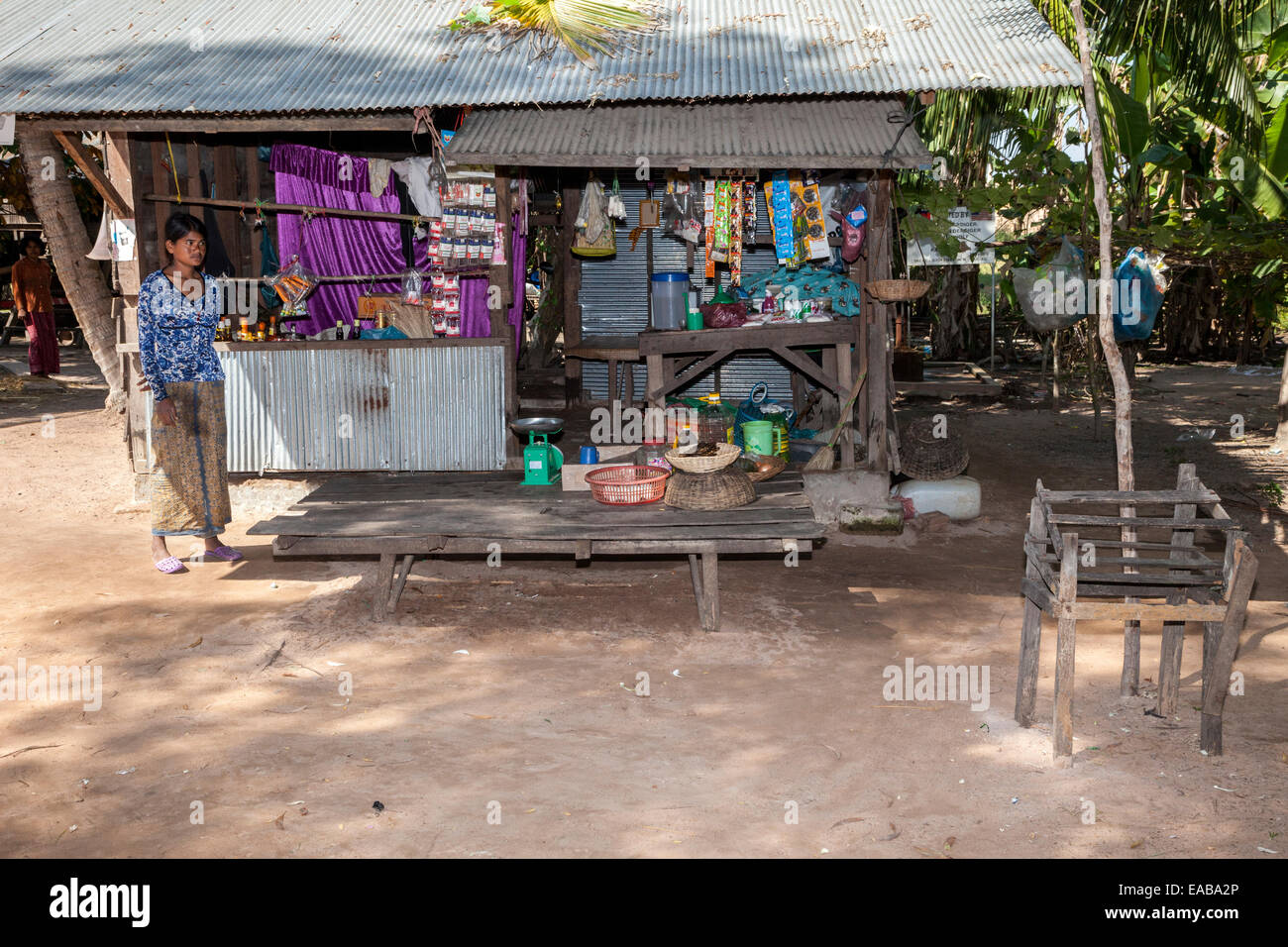Le Cambodge. Village rural Shop. Banque D'Images