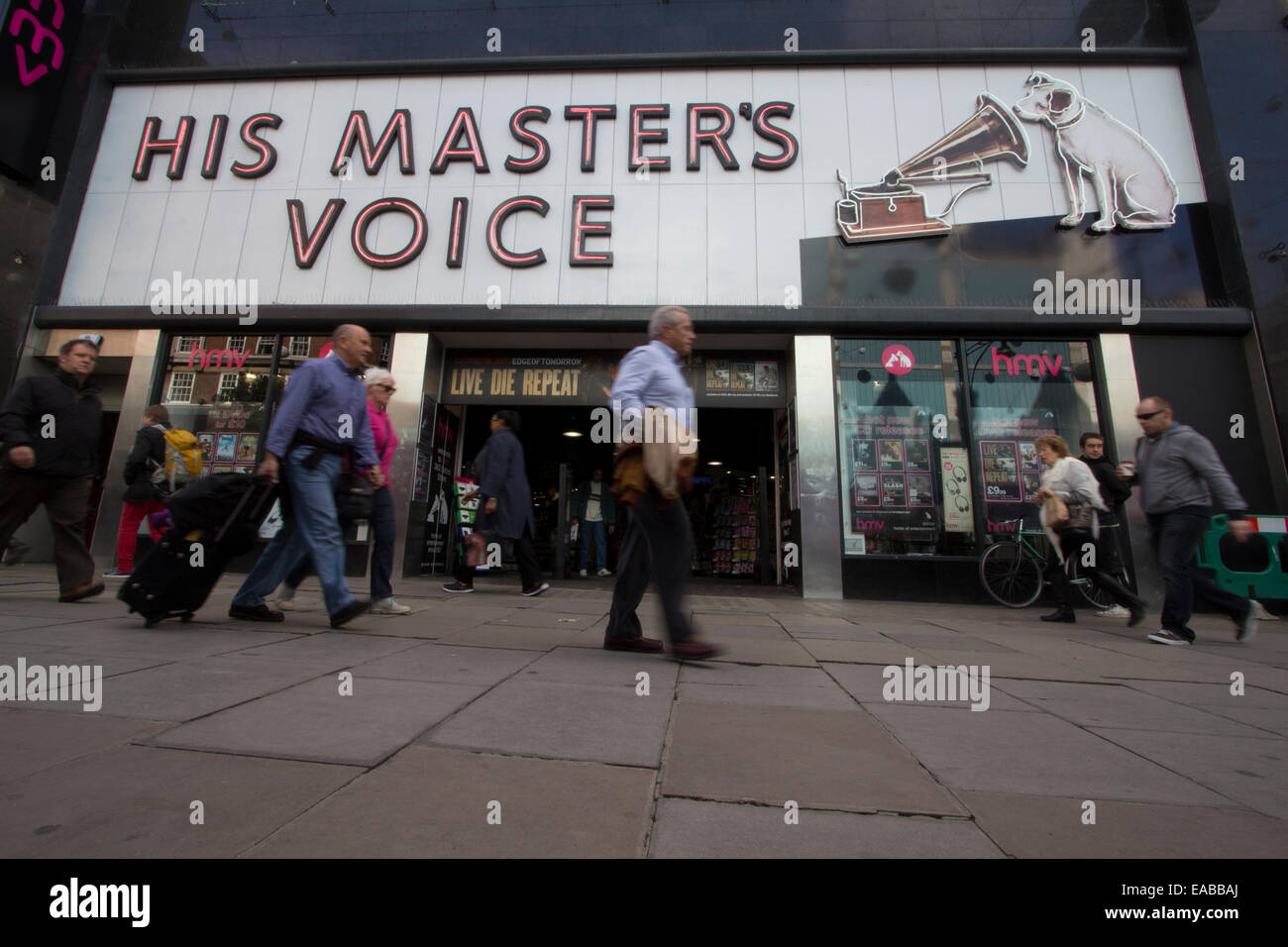 La voix de ses maîtres boutique HMV Oxford street Banque D'Images
