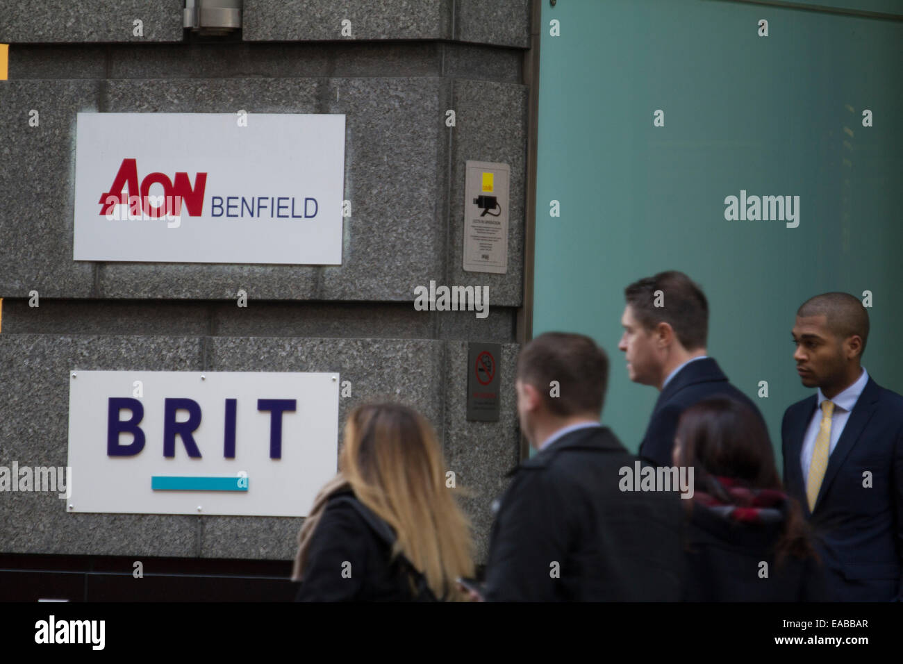 Bureaux d'Aon Benfield Réassurance et assurance Brit, London UK Photo Stock  - Alamy