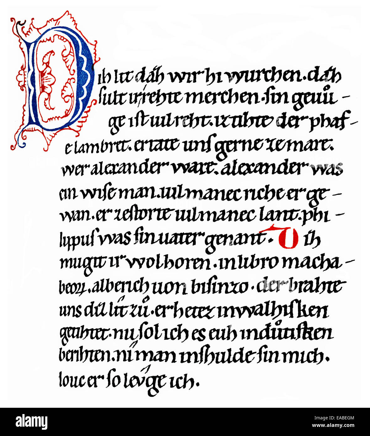 HiHistoric imprimer, manuscrit, l'Alexanderlied allemand, un poème épique  par Pfaffe Lamprecht, ca. 1150, 12e siècle, Handschrift, D Photo Stock -  Alamy