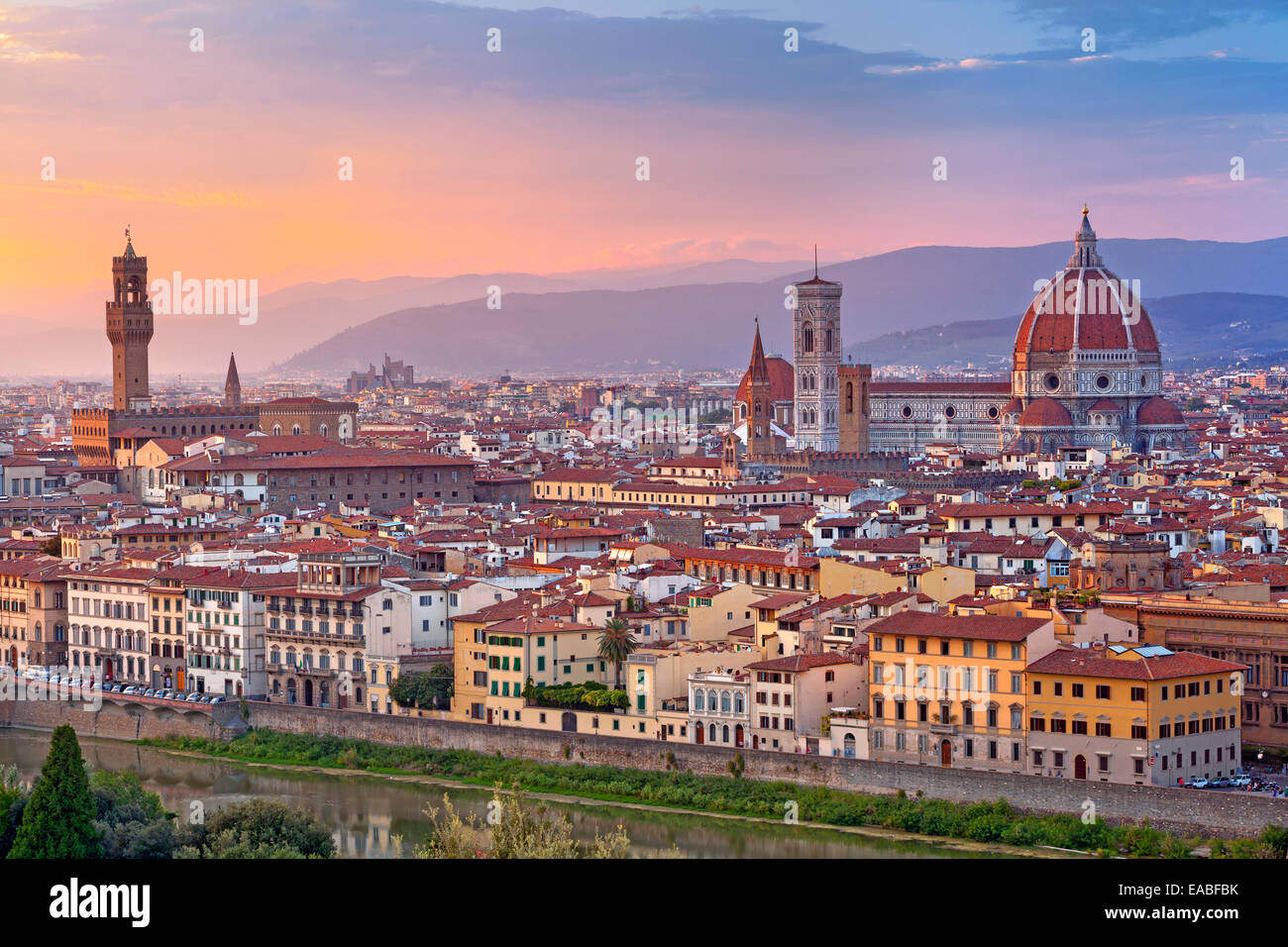 Florence. Image de Florence, Italie au cours de beau coucher du soleil. Banque D'Images