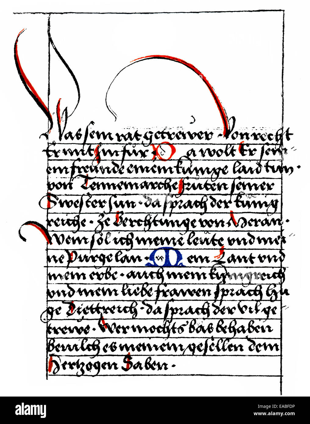 Imprimer Historique, manuscrit, Livre d'Ambras de héros, une collection de manuscrits, d'épopées médiévales Wolfdietrich, 13e siècle, les mains Banque D'Images