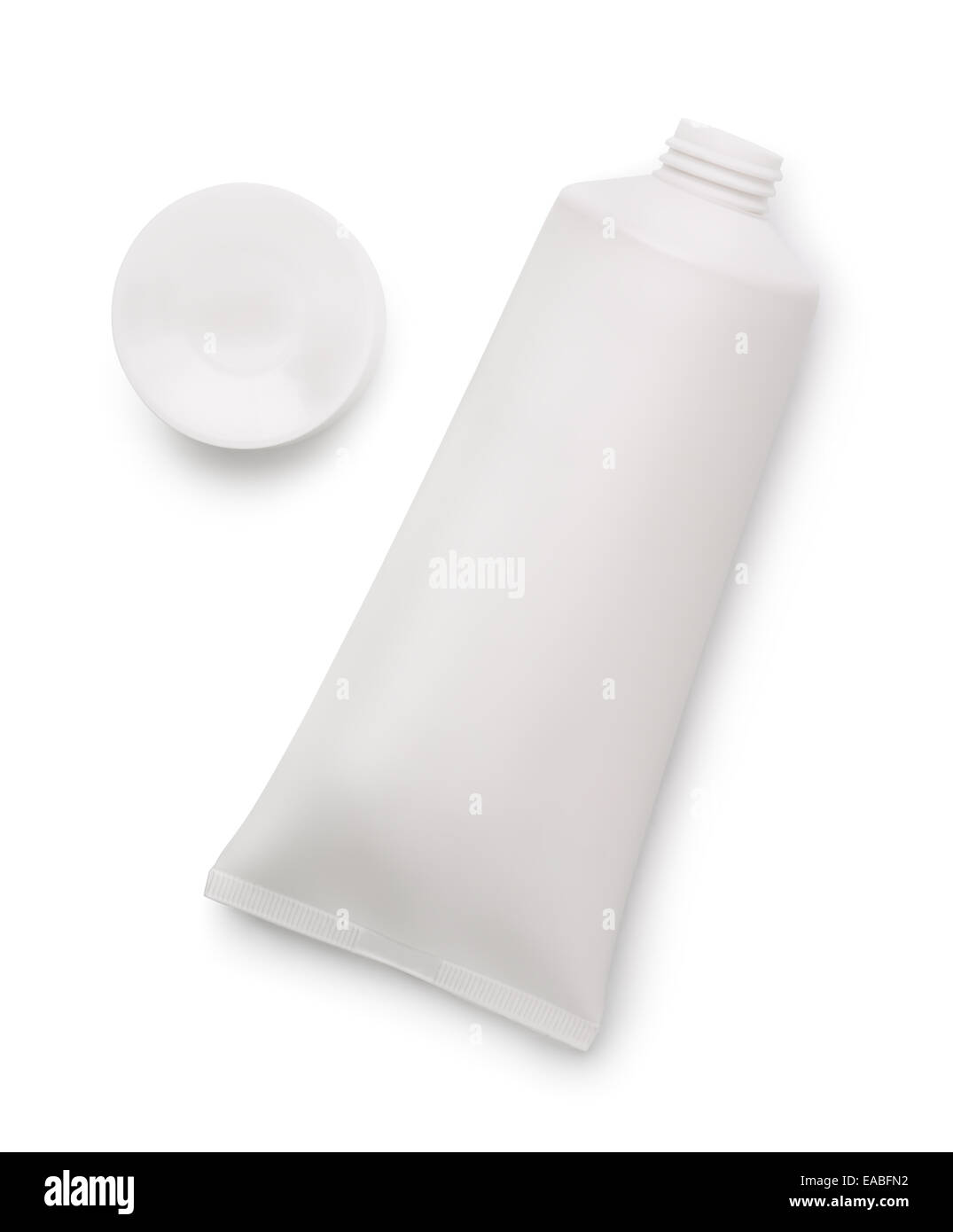 Ouvrir le tube en plastique blanc isolated on white Banque D'Images
