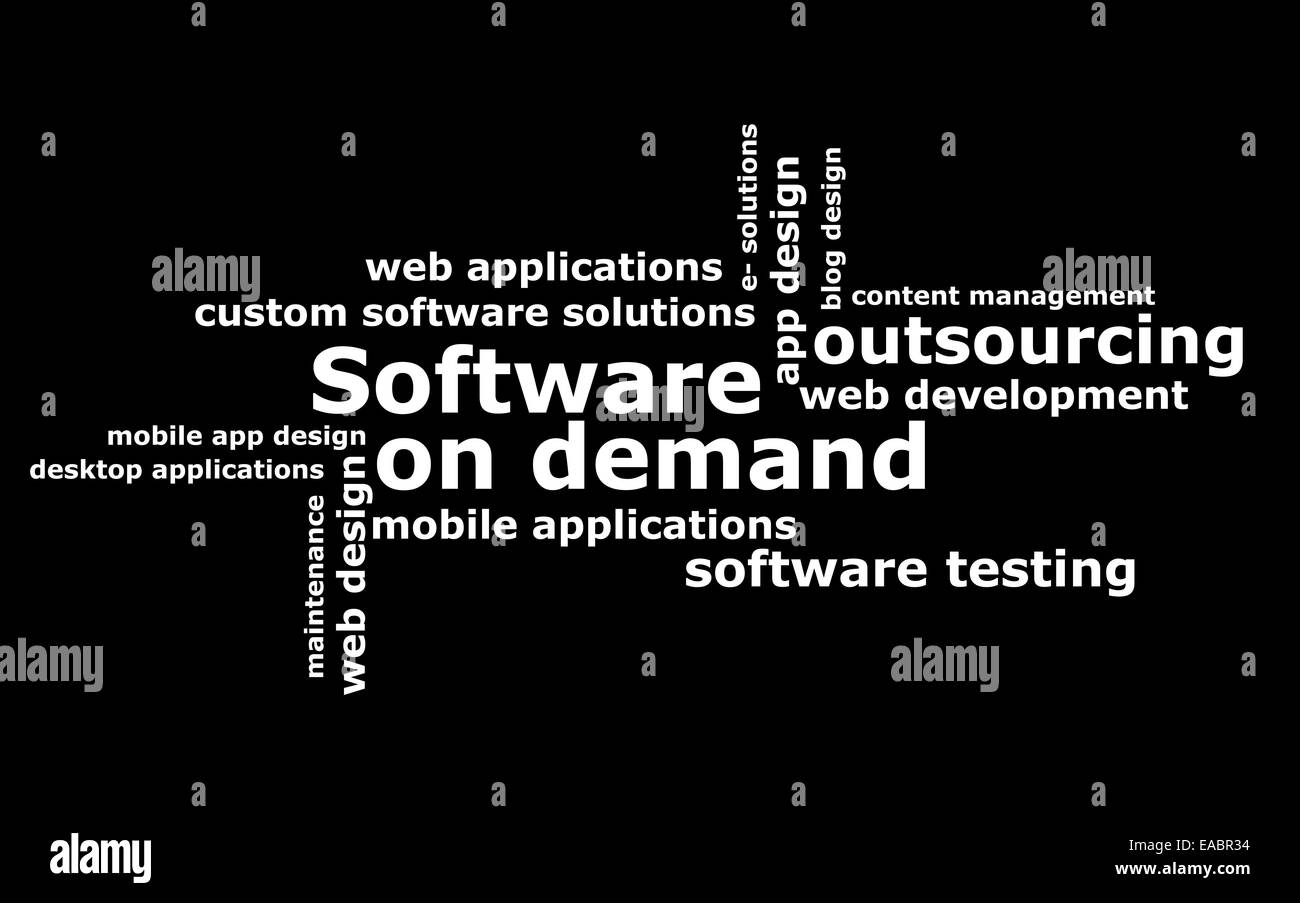 Wordcloud logiciels sur demande Banque D'Images