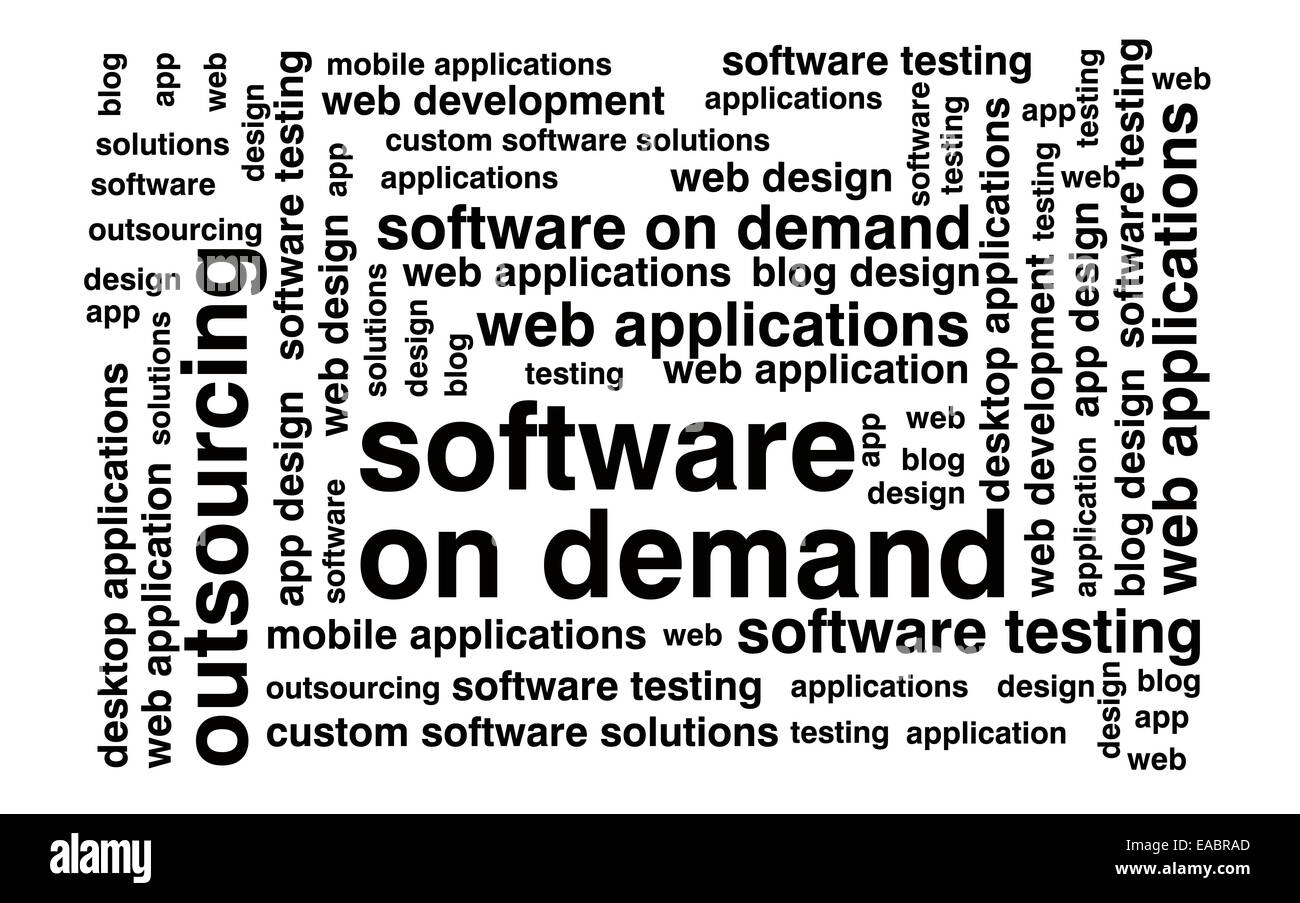 Wordcloud logiciels sur demande Banque D'Images