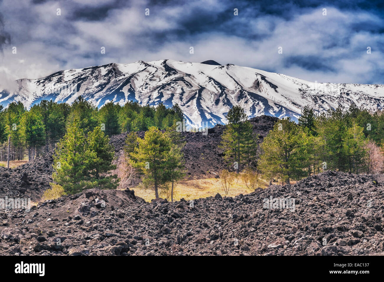 L'Etna est à 3323 mètres et le plus haut d'Europe plus volcan actif, Sicile, Italie, Europe Banque D'Images