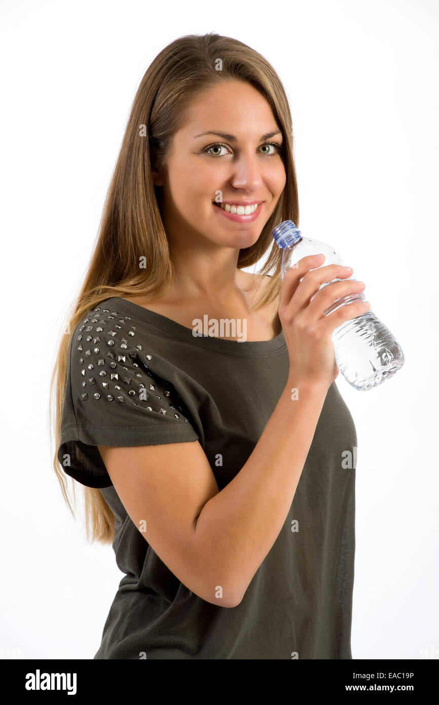 Pretty Woman holding une bouteille d'eau Banque D'Images